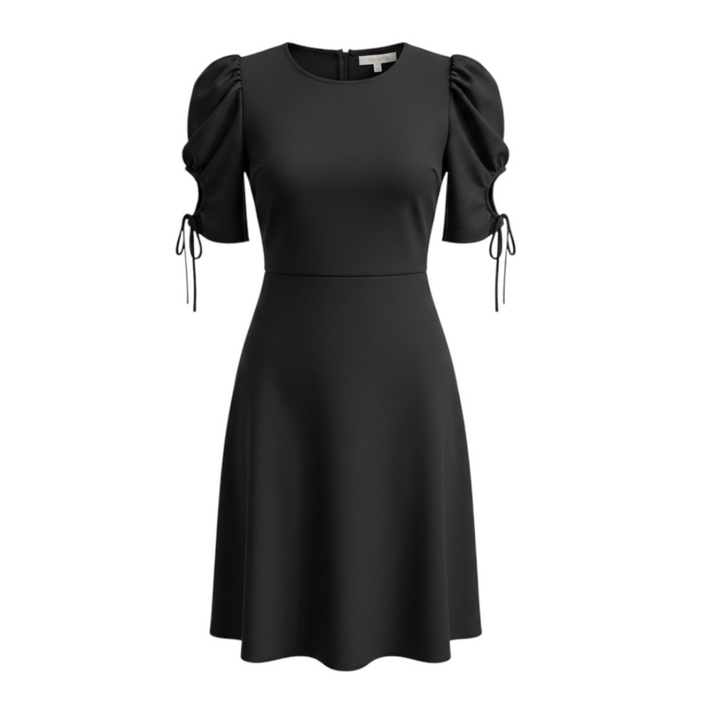 See By Chloe Black Puff Sleeve Cutout Tie Dress CHS19URO10012‎ Size 36 NEW